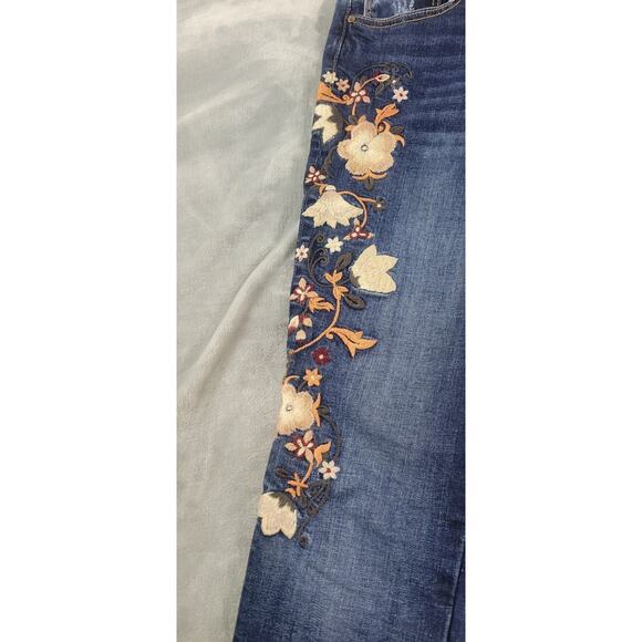 Driftwood Marilyn Jeans Womens 29 Floral brown cream Embroidered Skinny Stretch - Picture 3 of 12